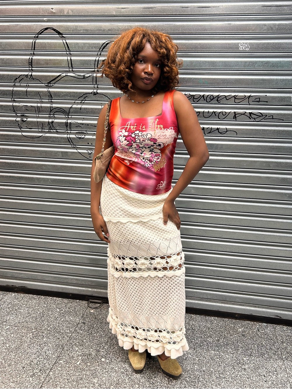 anthropologie white cream mable crochet sweater maxi skirt